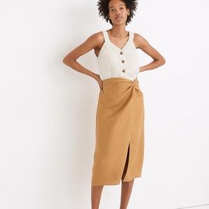 Madewell Linen-Blend Knotted Midi Skirt